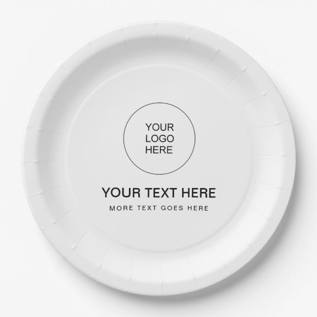 Elegant Custom Template Business Logo Text Here Paper Plate (Front)