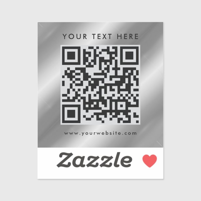 Elegant Custom Text Logo QR Code Template Silver (Sheet)
