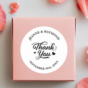 Elegant Custom Thank You Love Wedding Favour Classic Round Sticker