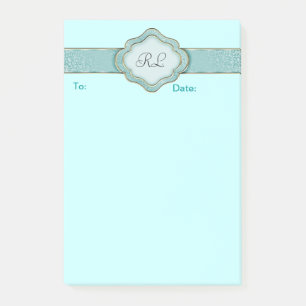 Elegant Custom Turquoise Banner Post it Notes