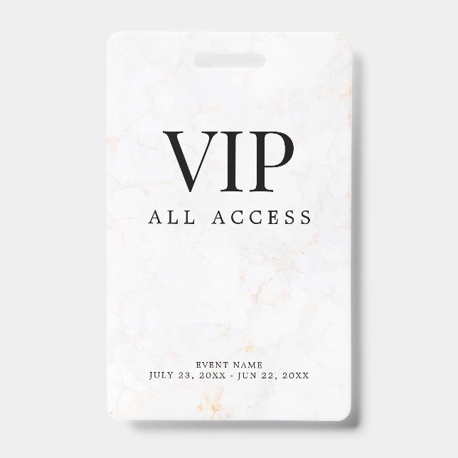 Elegant Custom VIP All Access Pass Event Badge ID Badge (Front)