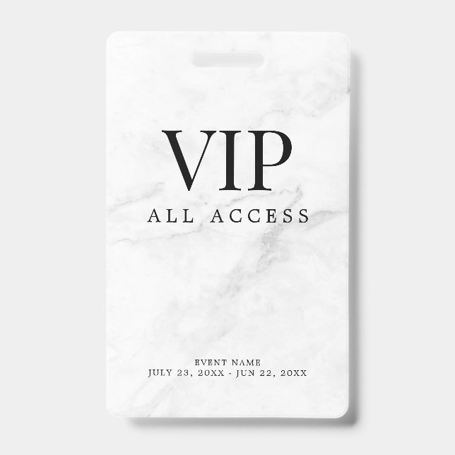 Elegant Custom VIP All Access Pass Event Badge ID Badge (Front)