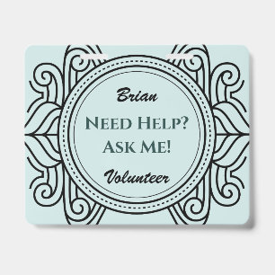 Elegant Custom Volunteer Event Name Badge ID Badge
