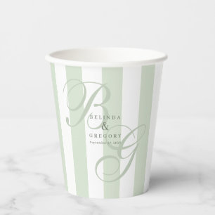 Elegant Custom Wedding Cocktail Text Green Decor Paper Cups