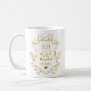 Elegant Custom Wedding Gold Initials Monogram Coffee Mug