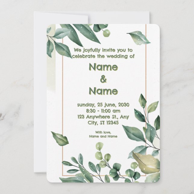 Elegant Custom Wedding Invitation 10 (Front)