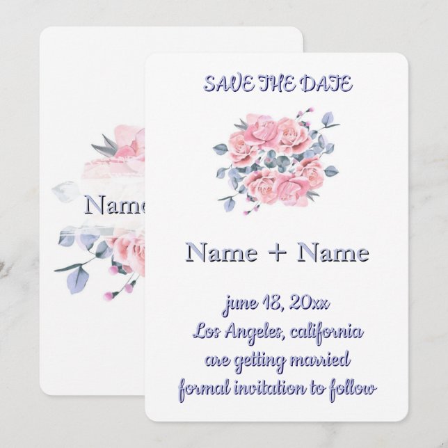 Elegant Custom Wedding Invitation 8 (Front/Back)
