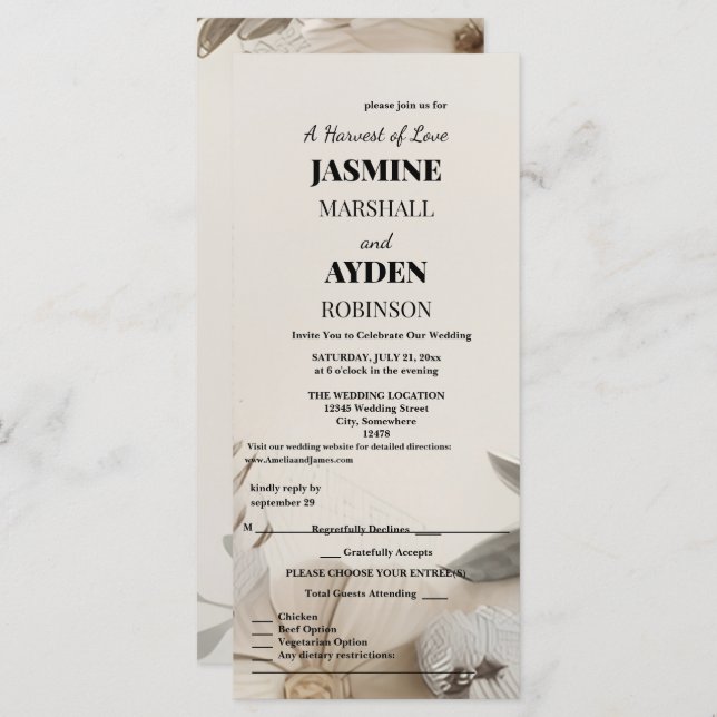 Elegant Custom Wedding Invitations  (Front/Back)