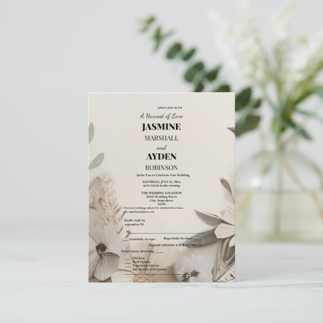 Elegant Custom Wedding Invitations  (Standing Front)