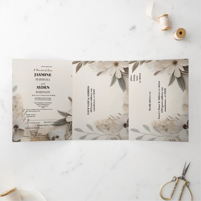 Elegant Custom Wedding Invitations  (Inside)