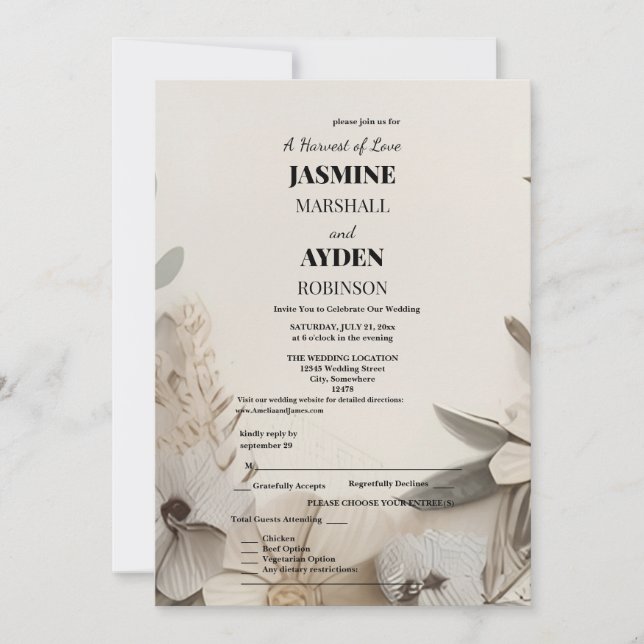 Elegant Custom Wedding Invitations  (Front)