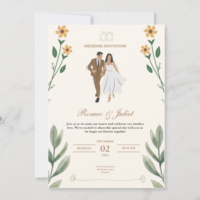 Elegant Custom Wedding Invitations (Front)