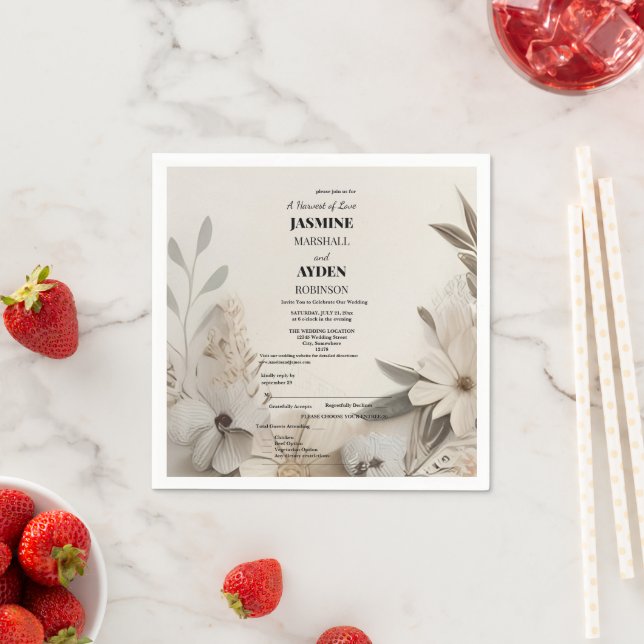 Elegant Custom Wedding Invitations  Napkin (Insitu)