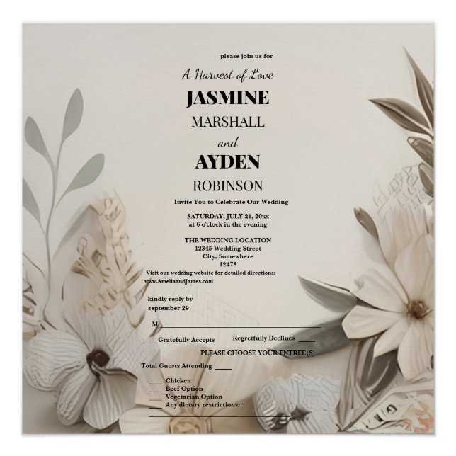 Elegant Custom Wedding Invitations  Poster (Front)