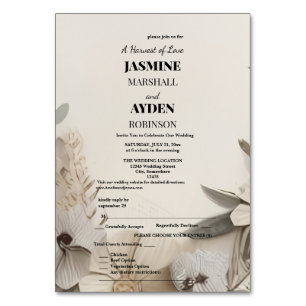 Elegant Custom Wedding Invitations Table Number