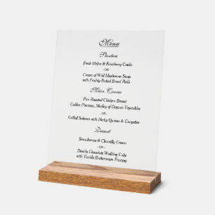 Elegant Custom Wedding Menu  Acrylic Sign