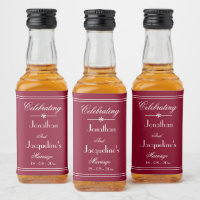 Elegant Custom Wedding Names Burgundy Mini