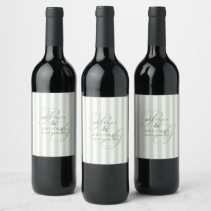 Elegant Custom Wedding Party Decor Text Green Wine Label