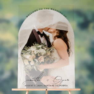 Elegant Custom Wedding Photo Arch Welcome Acrylic Sign