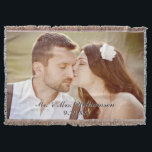 Elegant Custom Wedding Photo Throw Blanket<br><div class="desc">Text colour is a dark brown. If you'd like to change the text colour, click the "customise it" button. You'll see there are double text fields (due to the white shadowing). Click the text fields on top to edit the colour. Please replace the template image with one of your own...</div>