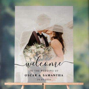 Elegant Custom Wedding Photo Welcome Acrylic Sign