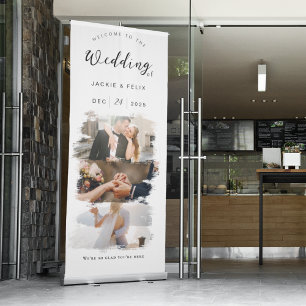 Elegant Custom Wedding Welcome Banner with Photos