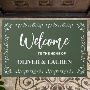 Elegant Custom Welcome To The Home Of Sage Green Doormat
