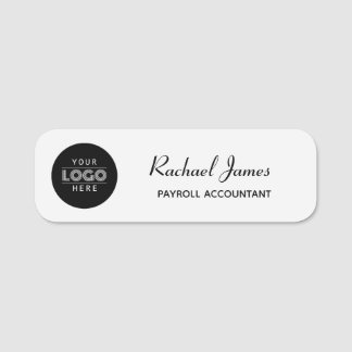 Elegant Custom White Business Logo Employee Name Tag