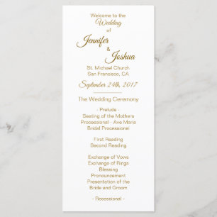 Elegant Custom White Gold Wedding Programs Programme