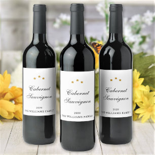 Elegant Custom Wine Variety Family Name and Year Label