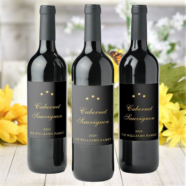 Elegant Custom Wine Variety Family Name and Year Wine Label (Creator Uploaded)