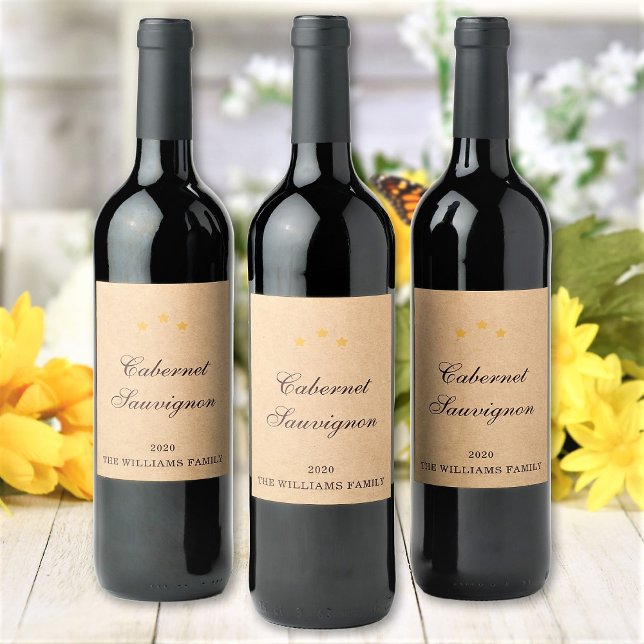 Elegant Custom Wine Variety Family Name and Year Wine Label (Creator Uploaded)