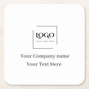 Elegant custom your logo template square paper coaster