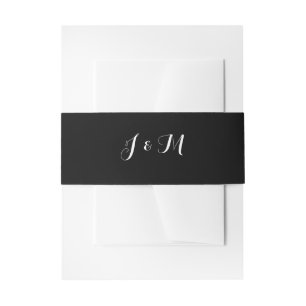 Elegant Customisable Black Wedding Belly Bands Invitation Belly Band
