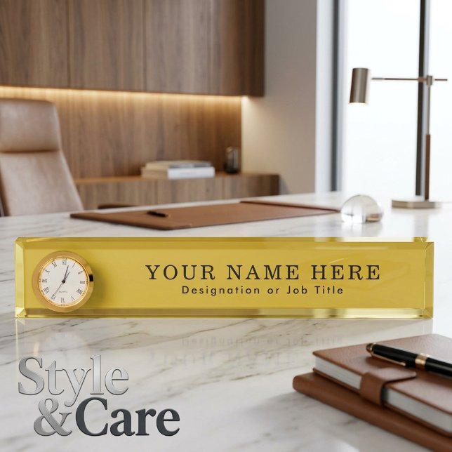 Elegant Customisable Desk Name Plate with Clock (Elegant Customizable Desk Name Plate with Clock)