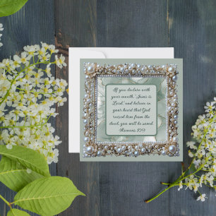 Elegant Customisable Downloadable Pearl Frame Holiday Card
