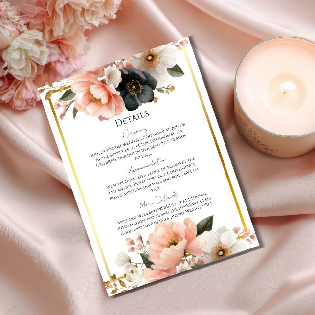 Elegant Customisable Floral Wedding Enclosure Card (Creator Uploaded)
