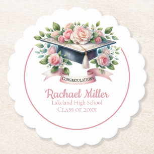 Elegant Customisable Graduation Celebration Plate Paper Coaster