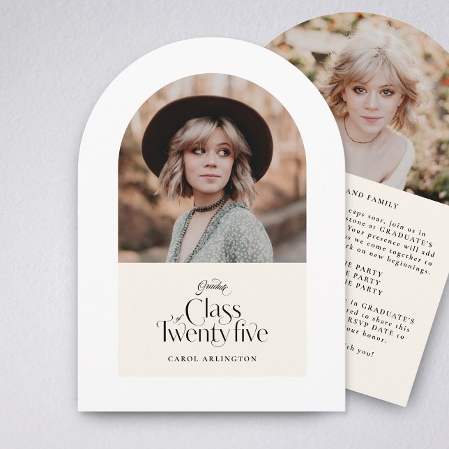 Elegant Customisable Graduation Class of 2025 Invitation (Creator Uploaded)