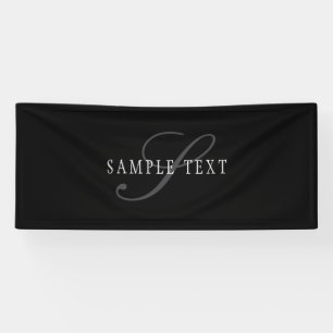 Elegant Customisable Monogram Black Grey White Banner