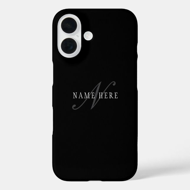 Elegant Customisable Monogram | Black Grey White Case-Mate iPhone Case (Back)