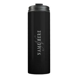Elegant Customisable Monogram   Black Grey White Thermal Tumbler