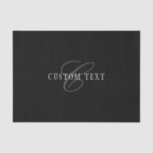 Elegant Customisable Monogram   Black Grey White Tissue Paper
