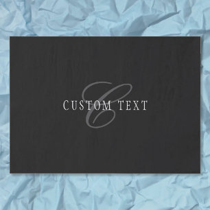 Elegant Customisable Monogram   Black Grey White Tissue Paper