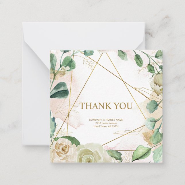 Elegant customisable pastel floral "Thank you" Card (Front)