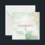 Elegant customisable pastel green "Thank you" Card<br><div class="desc">Elegant watercolor pastel green Paper Cards with simple gold-coloured Frame and customisable Template at the front for "Thank you" and Personal Message and Name Address at the back. Leave blank for a handwritten note. Great for weddings, company notes, thanksgiving messages to customers, clients, family, and friends. You can find more...</div>