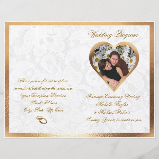 Elegant Customisable Photo Wedding Program (Front)