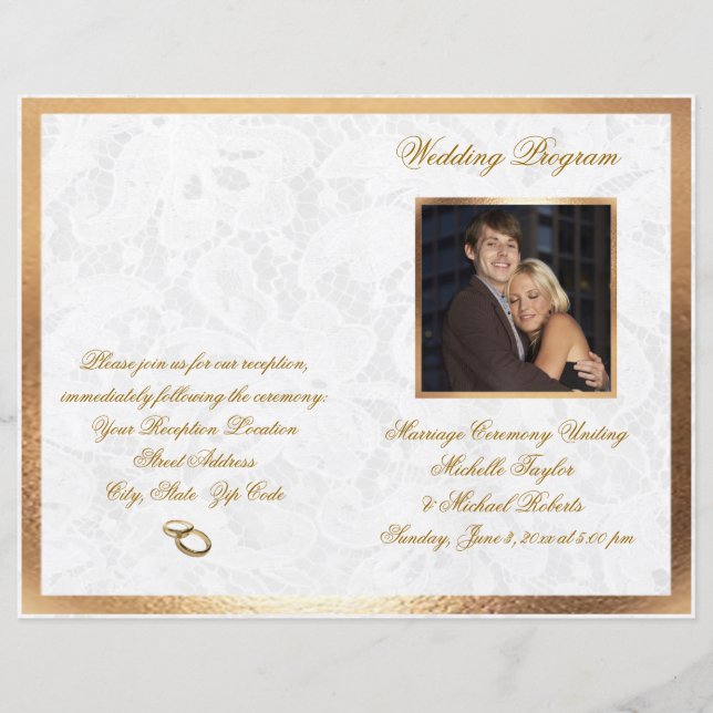Elegant Customisable Photo Wedding Program (Front)