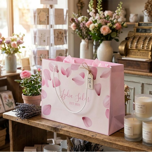 Elegant Customisable Pink Petal Gift Bag (Creator Uploaded)
