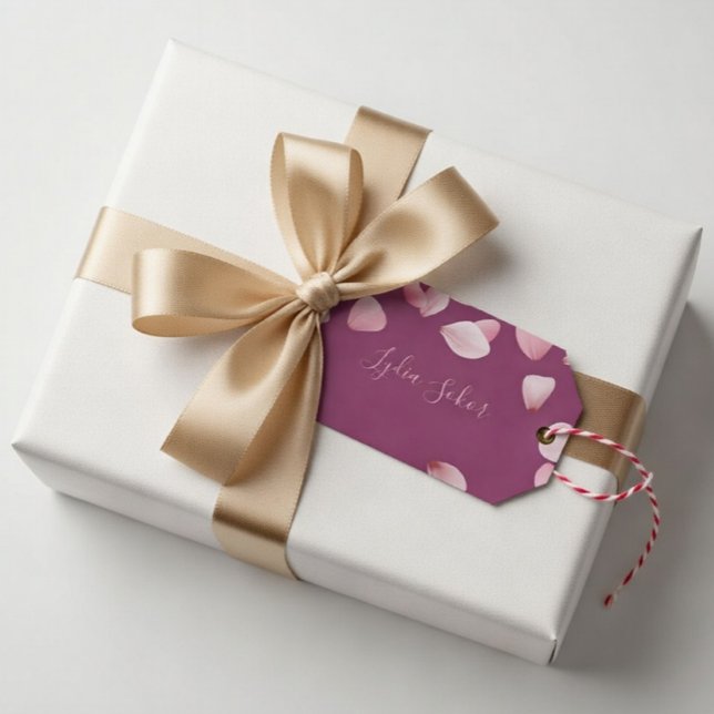Elegant Customisable Pink Petal Gift Tag (Creator Uploaded)